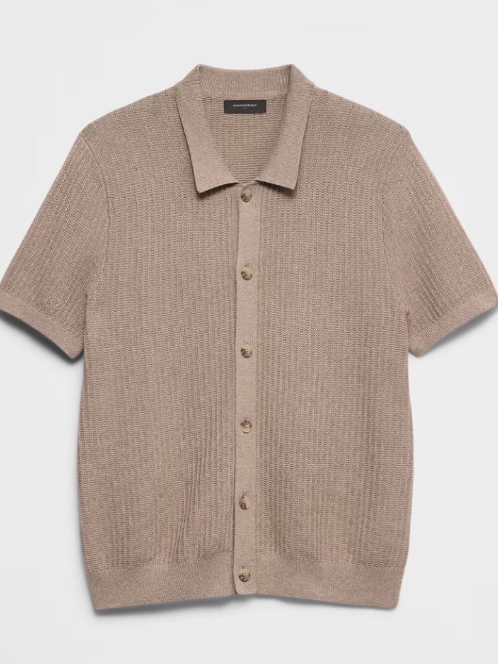 Banana Republic Textured Sweater Polo, Oatmeal Heather Brown, Medium, EUC